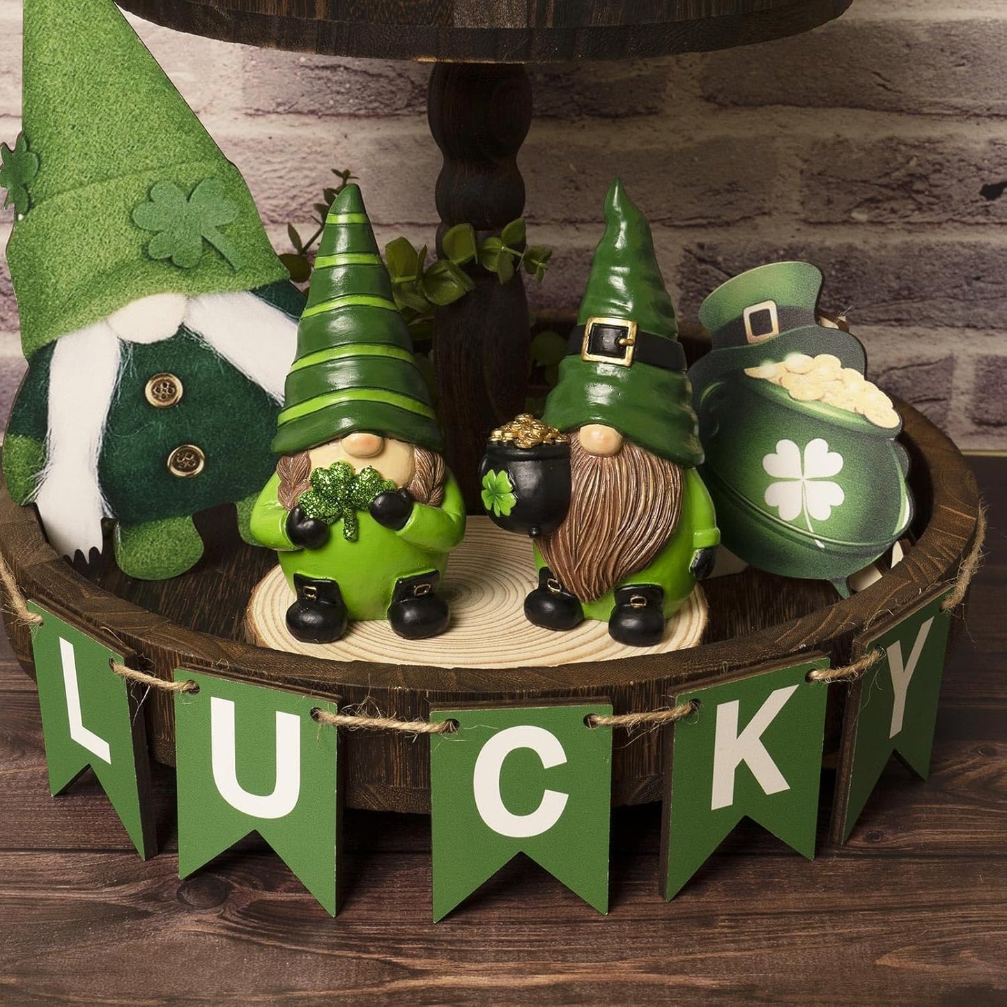 Skiennix St. Patrick's Day Gnomes - 5.1" Resin Leprechaun Figurines for Festive Table Decor | Irish Gifts