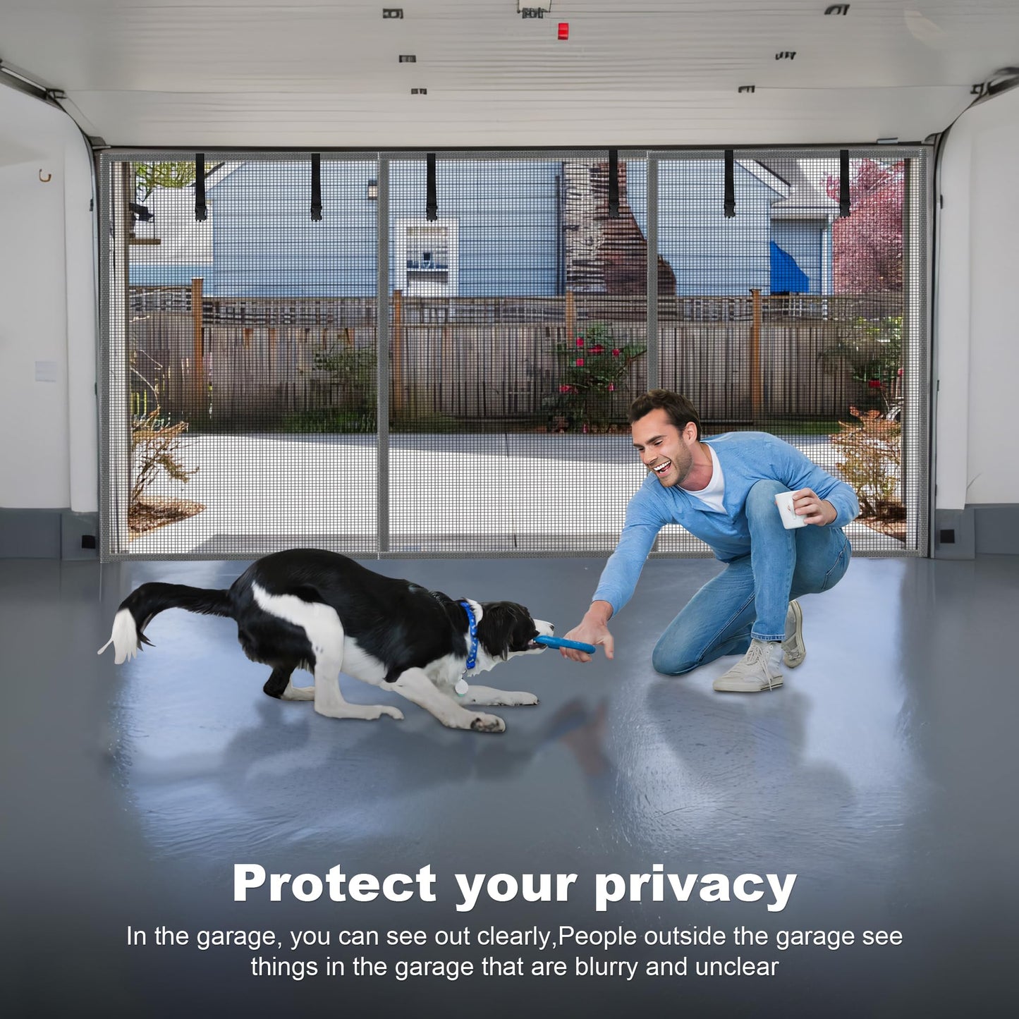 LIAMST Privacy Garage Door Screen Blackout for 1 Car Garage-10x9FT Privacy Silver Grey Heavy Duty Magnetic Garage Screen, Hands Free, Magnetic Privacy Garage Screen Door