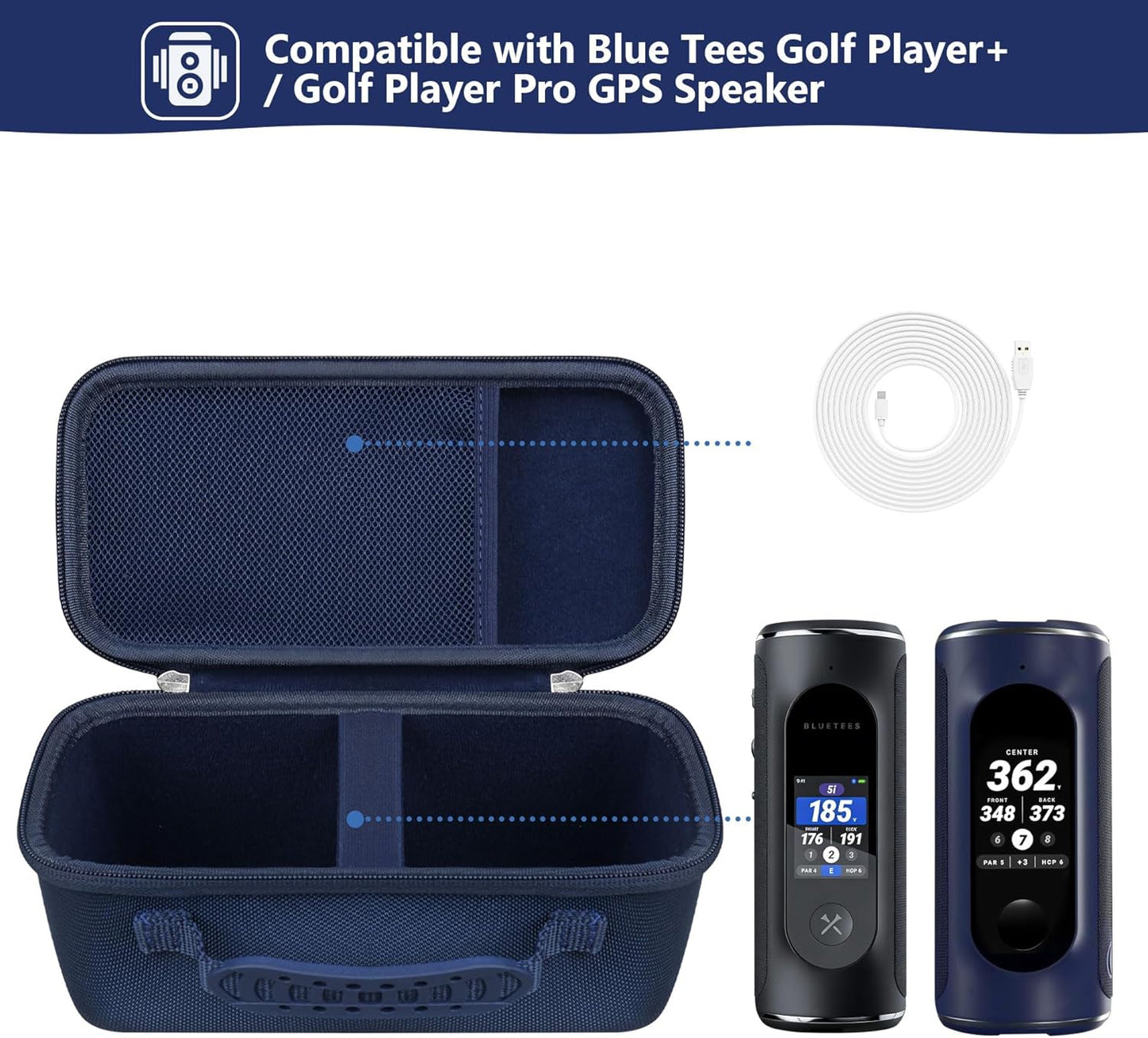 Supmay Hard Carrying Case for Blue Tees Golf Player+ / Golf Player Pro GPS Speaker with Touch Screen Display, GPS
