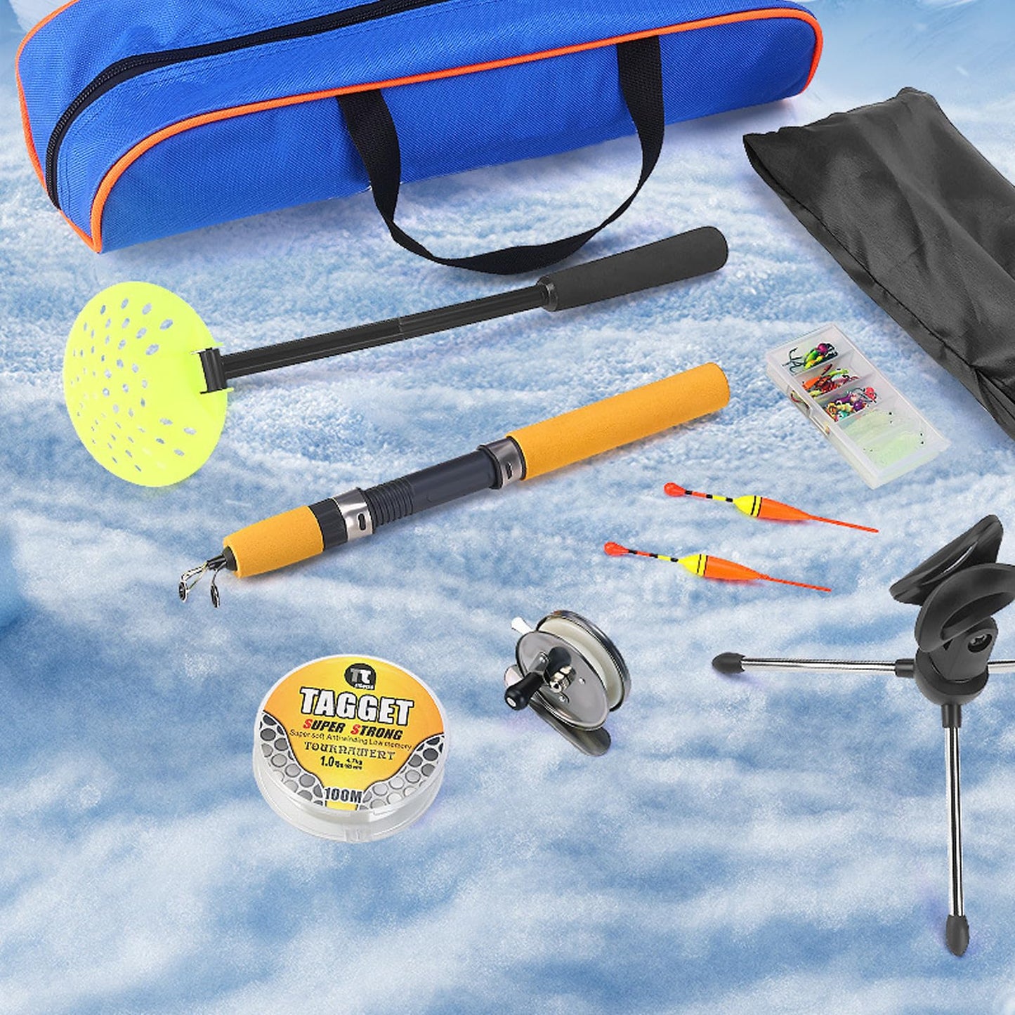 Ice Fishing Gear Durability Nylons and Construction with Heavy Type Iron Tool for Extreme Weather Conditions Quickly Access Ice Fishing Equipment Bag