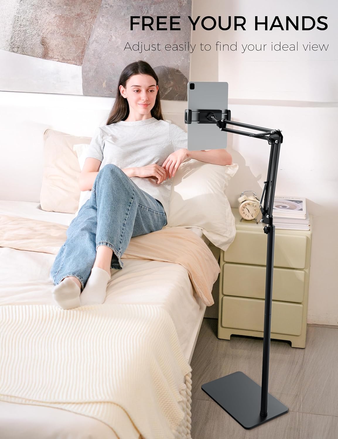 VOLTIFYMAX 360-degree 4.7~12.9 Inch-Screen Tablet Floor Stand, Rotatable Metal Tablet Stand Holder, Adjustable Kindle