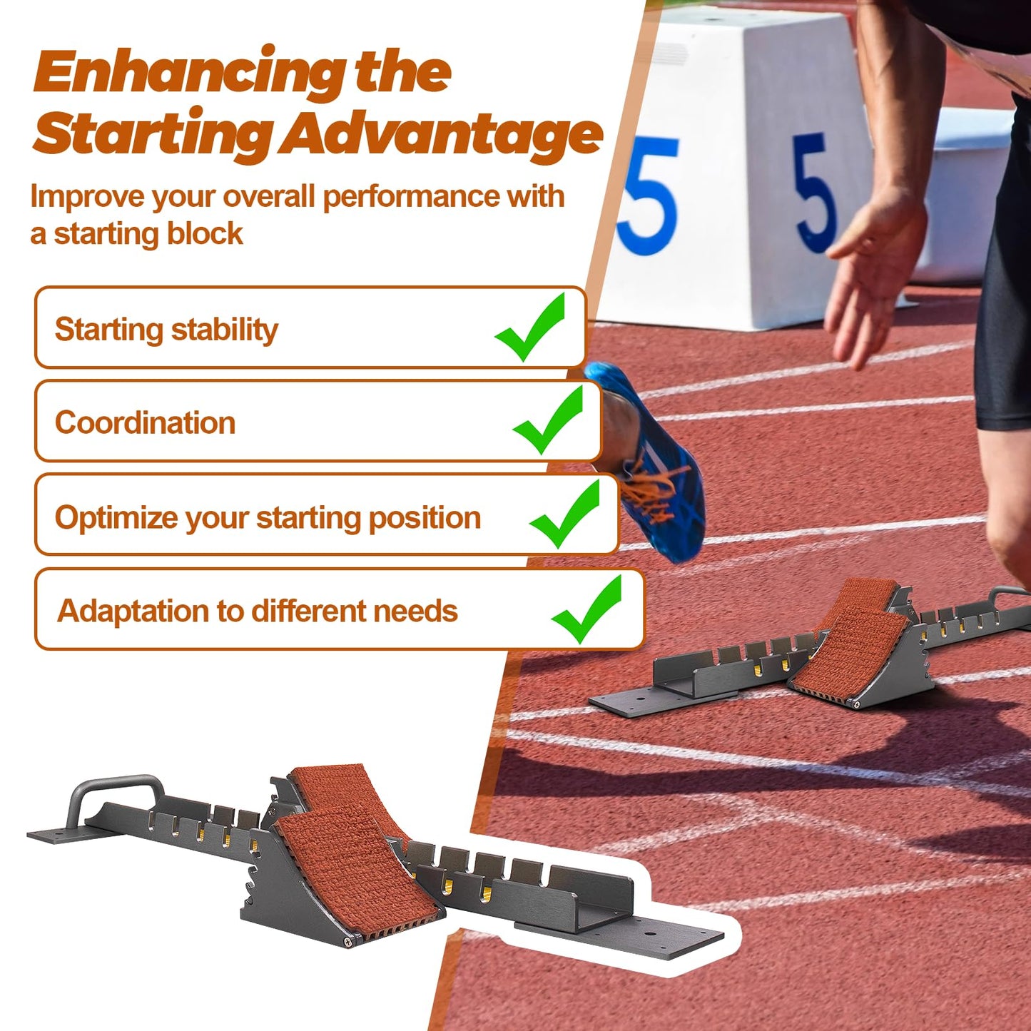 Vaolvpant 35in Starting Blocks with Premium Aircraft-Grade Aluminum 5 Angle Adjustable and Detachable Pedals Ideal for Running Enthusiasts Professional Track and Field Competitions