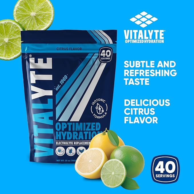 Vitalyte Electrolyte Powder Drink Mix, Isotonic Electrolyte Hydration Mix, Bulk Case Pack (12 Pack, Cool Citrus)