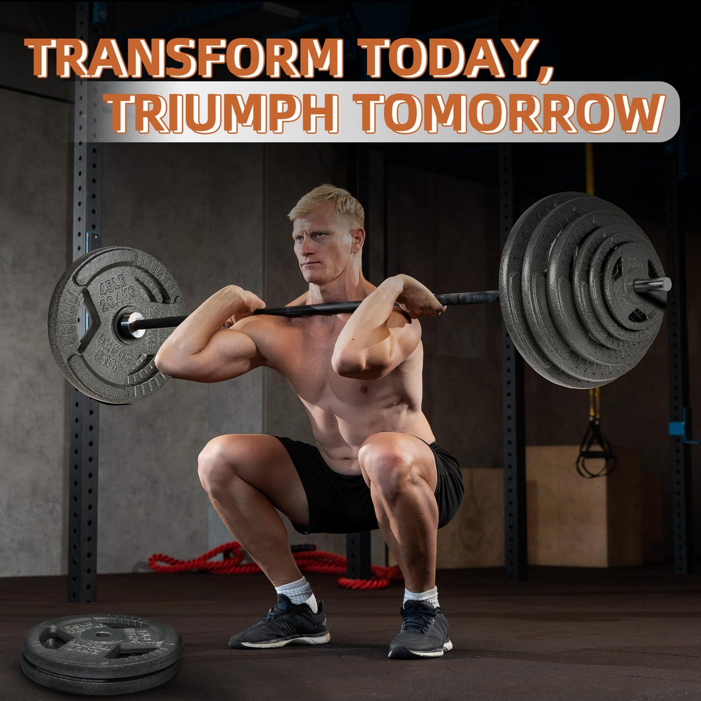 Fitvids 1 Inch Standard Weight Plates, 2x 25 LB Plates for Home Gym Strength Training, Triple-handle Design