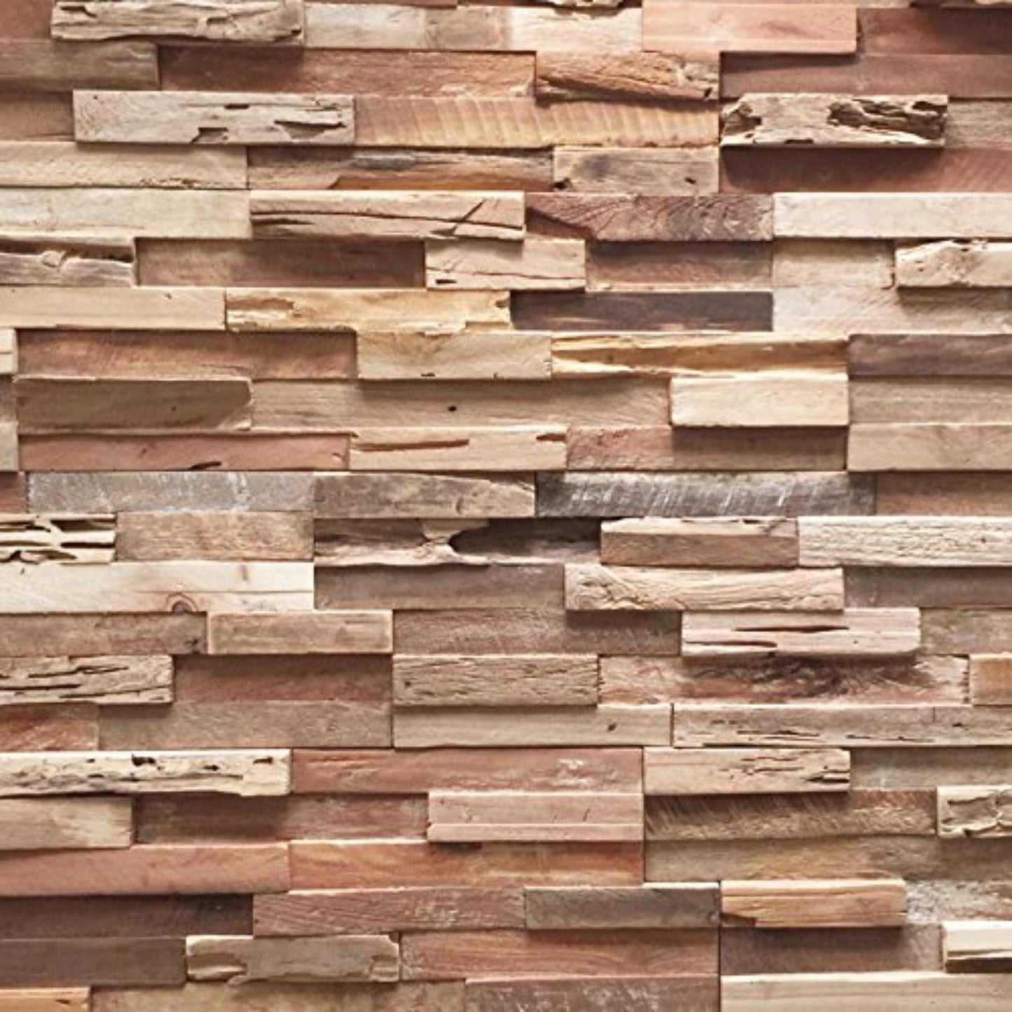 Wall!Supply 3D Wall Panels – Reclaimed Rustic Asian Teak Wood – Home Decor Wallpaper Alternative for Living Room, Bedroom & Office – Easy DIY Installation – 10 Pack, Covers 9.6 Sq Ft