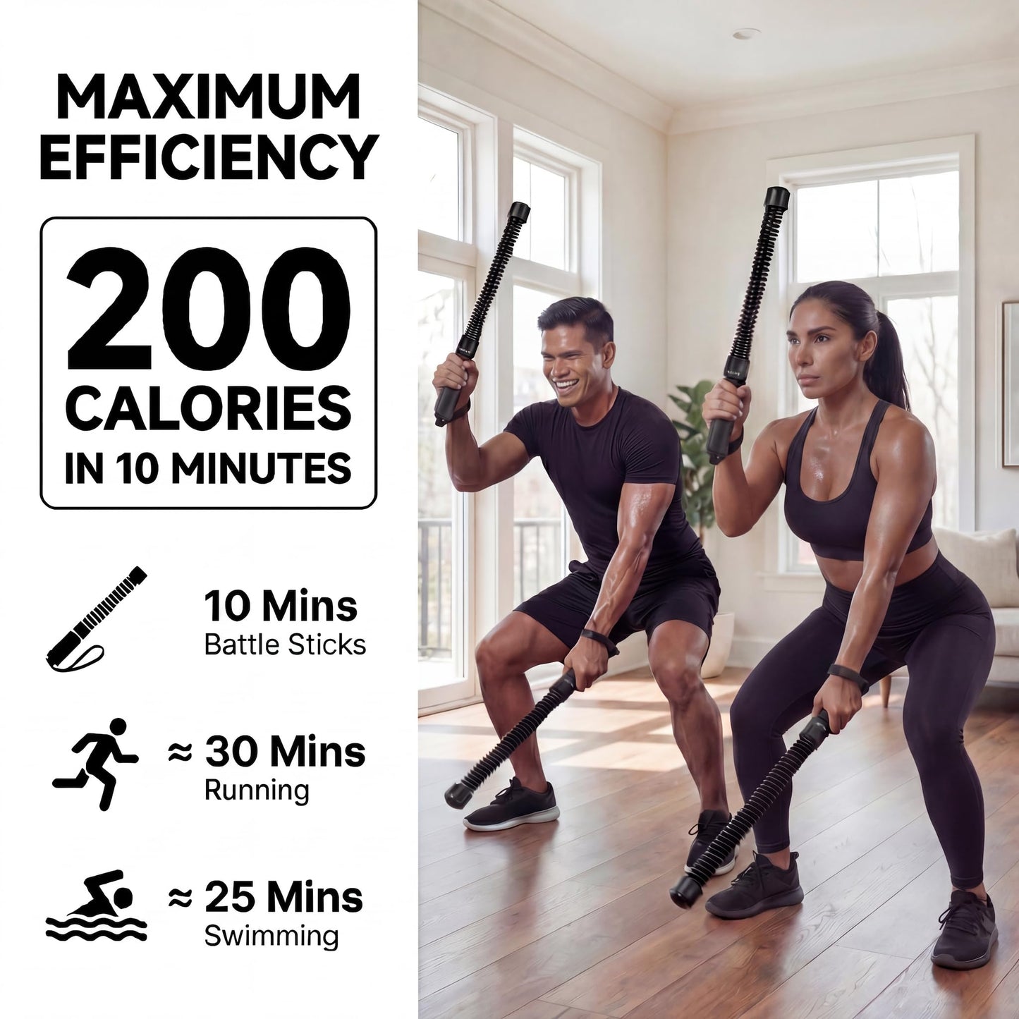 Weighted Ropeless Battle Ropes - Heavy Duty Portable Cordless Workout Equipment for Home Gym with Foam Grips, Exercise Videos | HIIT, Strength, Low-Impact Cardio Training for Men & Women