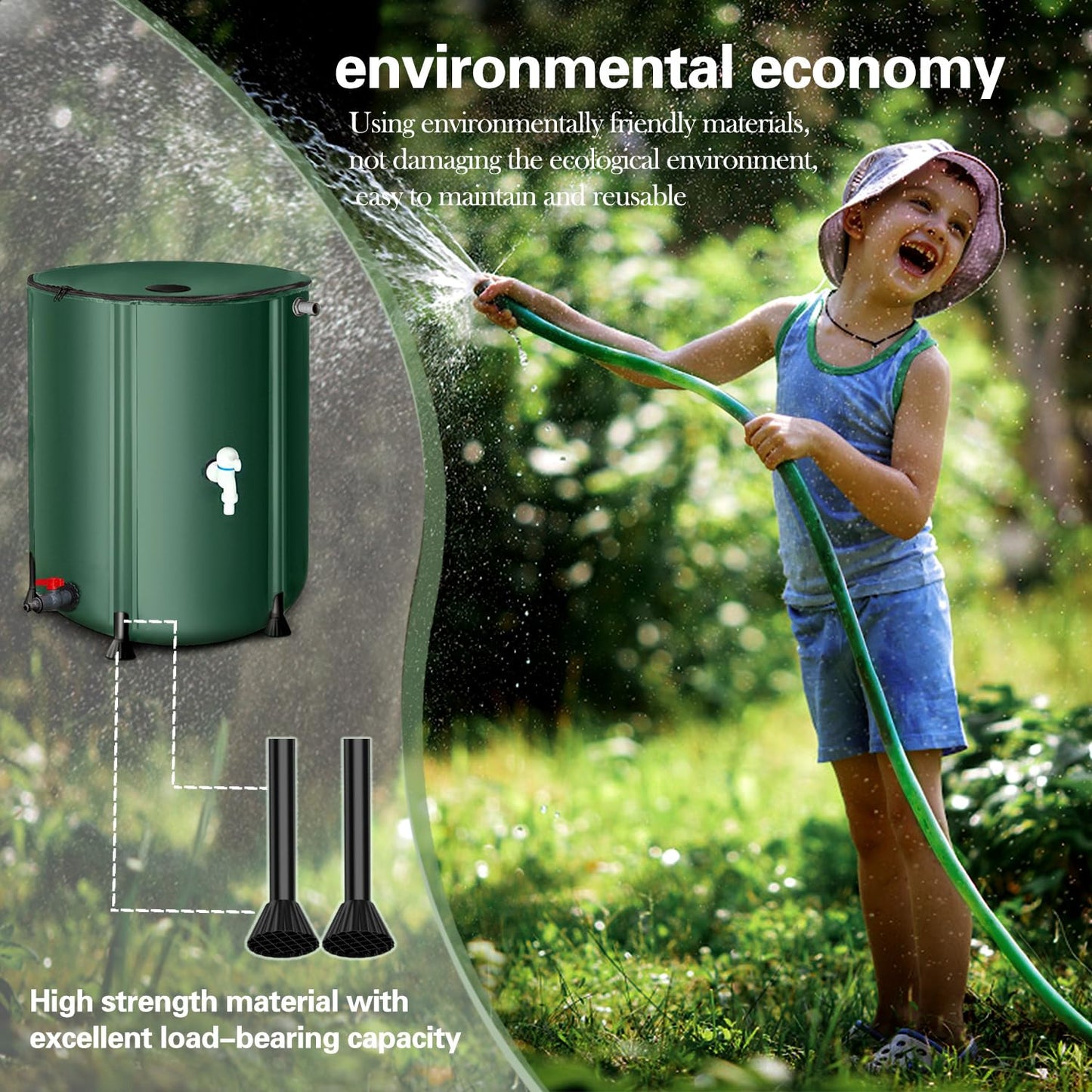 200 Gallon Collapsible Rain Barrel, Foldable Outdoor Water Tank with Faucet, for Garden Irrigation Water Storage (200Gal)