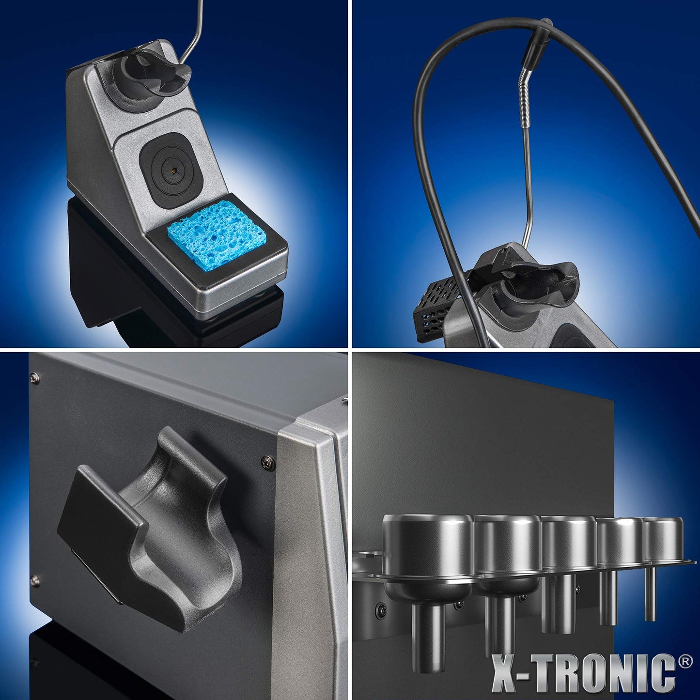 X-Tronic 6040-PRO-X • Platinum Series • 700 Watt • Hot Air Rework Soldering Iron Station • Digital Temp Controls, C/F Func, 0-30 Min Sleep, Auto Cool Down, Mute/Unmute Sound & Patented Nozzle Holder!