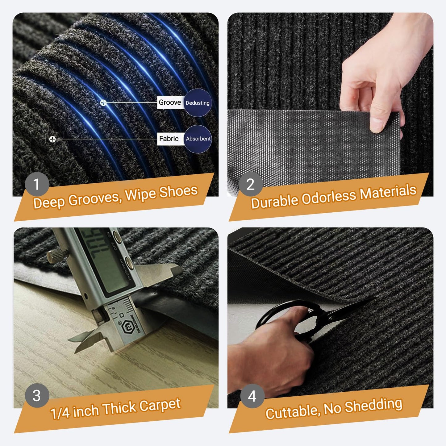 Commercial Runner Rug, 4'x10' Heavy Duty Industrial Door Mat for High Traffic Entrance, Large Non-Slip Waterproof Rubber Welcome Carpet for Hallway Entryway Business Office, Black 120"x48"
