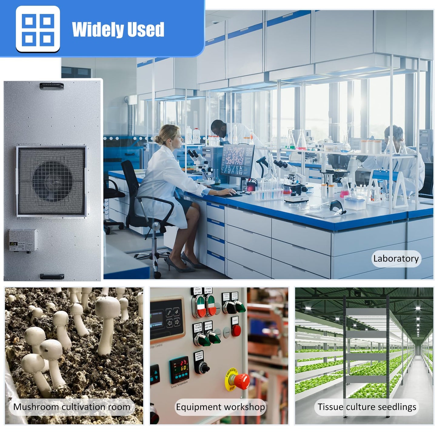 HEPA H14-Filter Laminar Flow Hood Updated FanFilter Unit（Include HEPA Filter）100/ISO Class 5 Cleanroom/Laboratory/Cleanroom/Mushroom Room, Laminar Air Flow Hood(46.2"x22.6"110V)