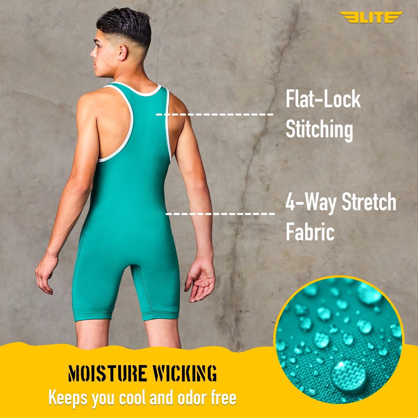 Elite Sports Men's Wrestling Singlet - Compression Powerlifting & Wrestling Uniform for MMA, BJJ, Grappling, Weightlifting