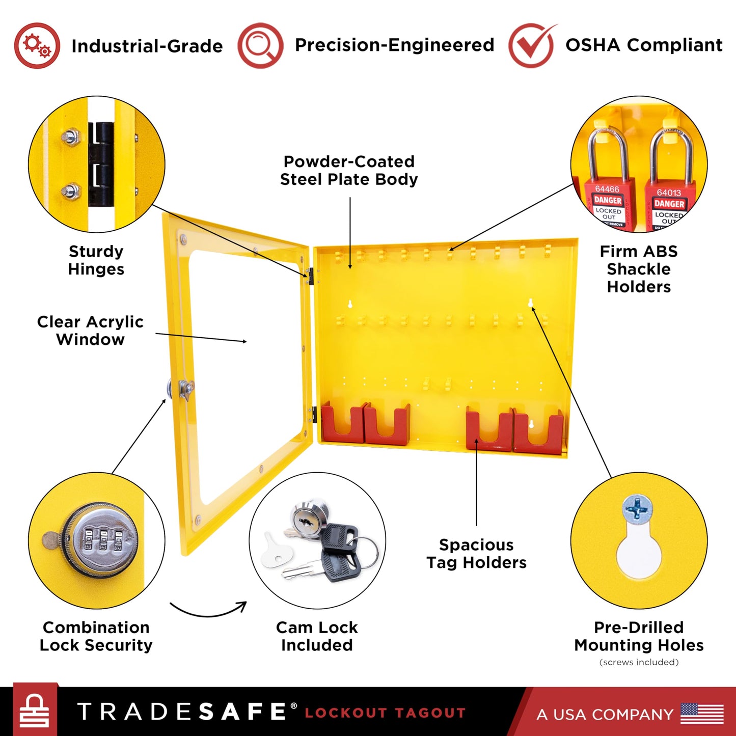 TRADESAFE Lockout Tagout Station with 20 Keyed Different Loto Locks, 6 Lockout Hasps, 60 Lock Out Tags, Lock Out Tag Out Kit Station, Lock Out Kit Cabinet 22-1/2 x 18 x 3 inches
