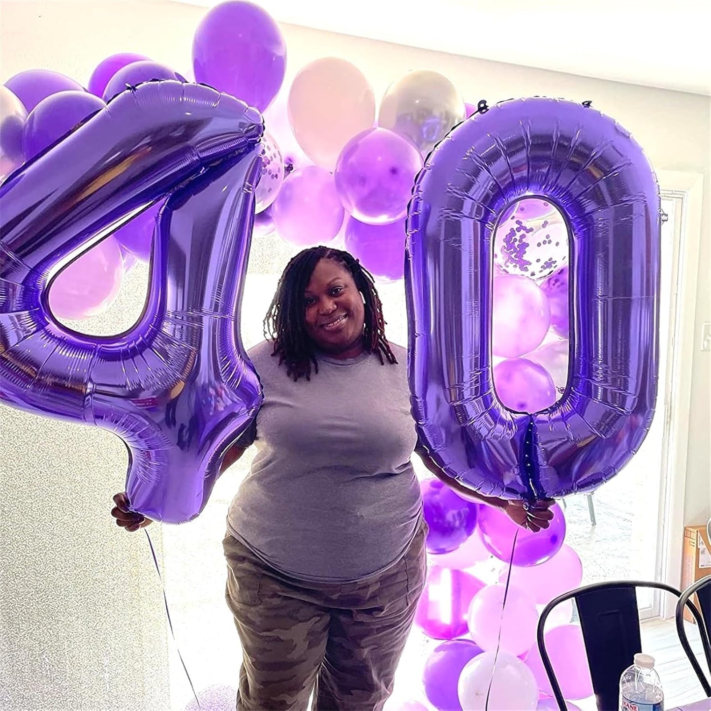 Purple Number 40 Birthday Balloons - 40 Inch Large Mylar Foil 4 & 0 for Women’s 40th Party Decor