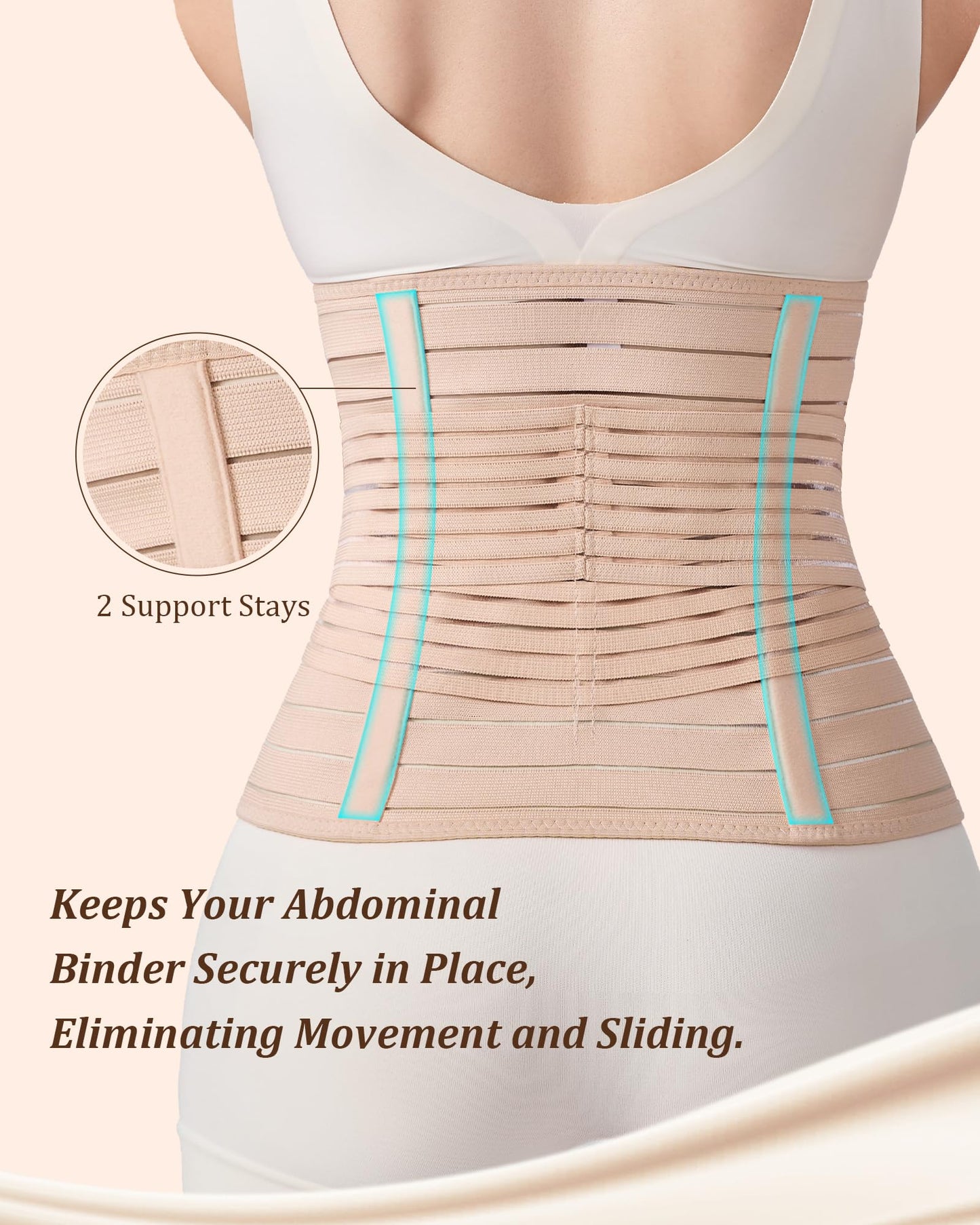 Evantha Postpartum Belly Band for Women: Adjustable Compression Wrap for Abdominal & Waist Support C-Section & Vaginal Birth Recovery Beige L