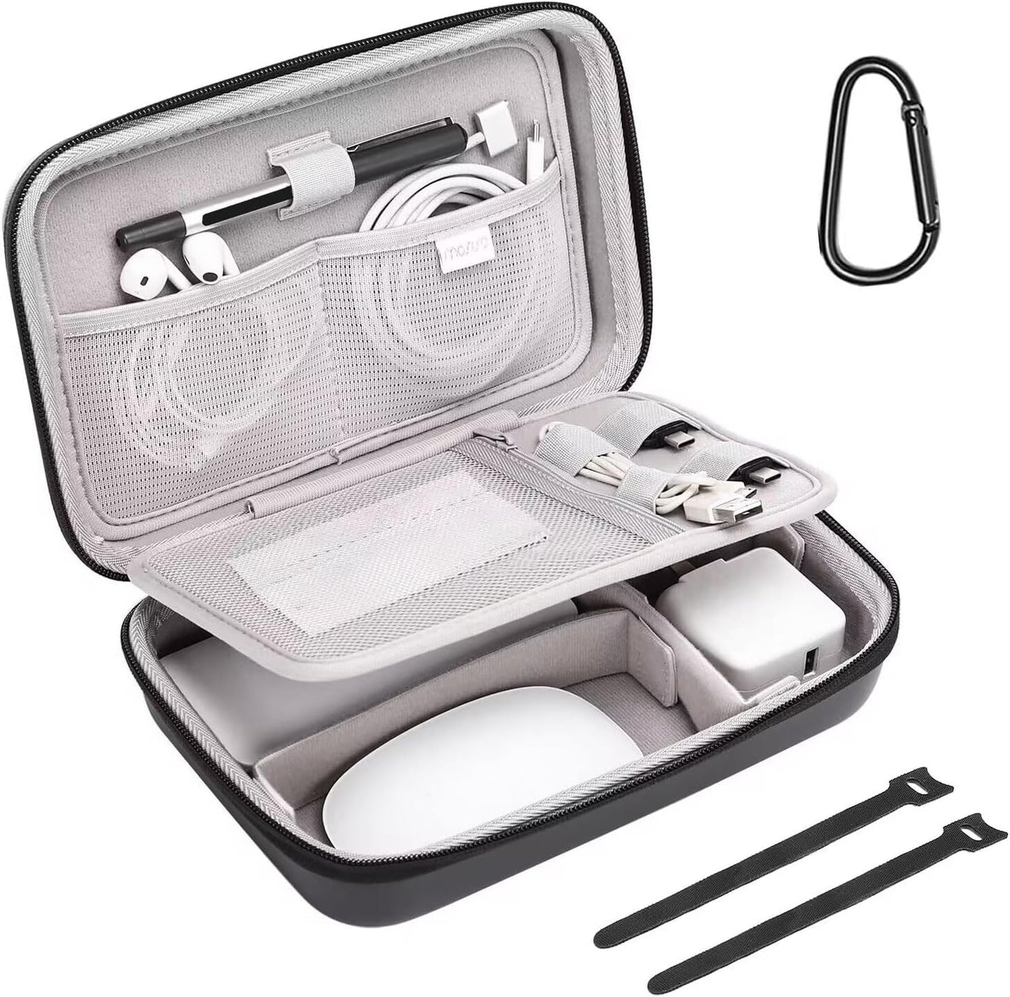 MOSISO 4 2 Electronic Organizer Travel Case Compatible with MacBook Power Adapter, Compatible with Magic Mouse