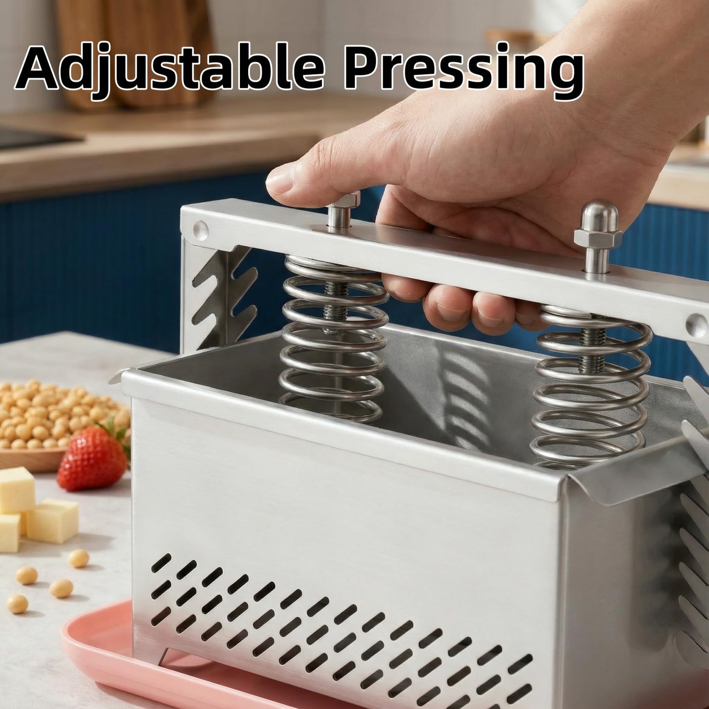 Tofu Press Stainless Steel Tofu press Paneer Maker Cheese Press - Quick Water Removal in 10-30 Mins - Perfect for Silken, Firm or Extra Firm Tofu - BPA Free Dishwasher Safe Food Strainer XL
