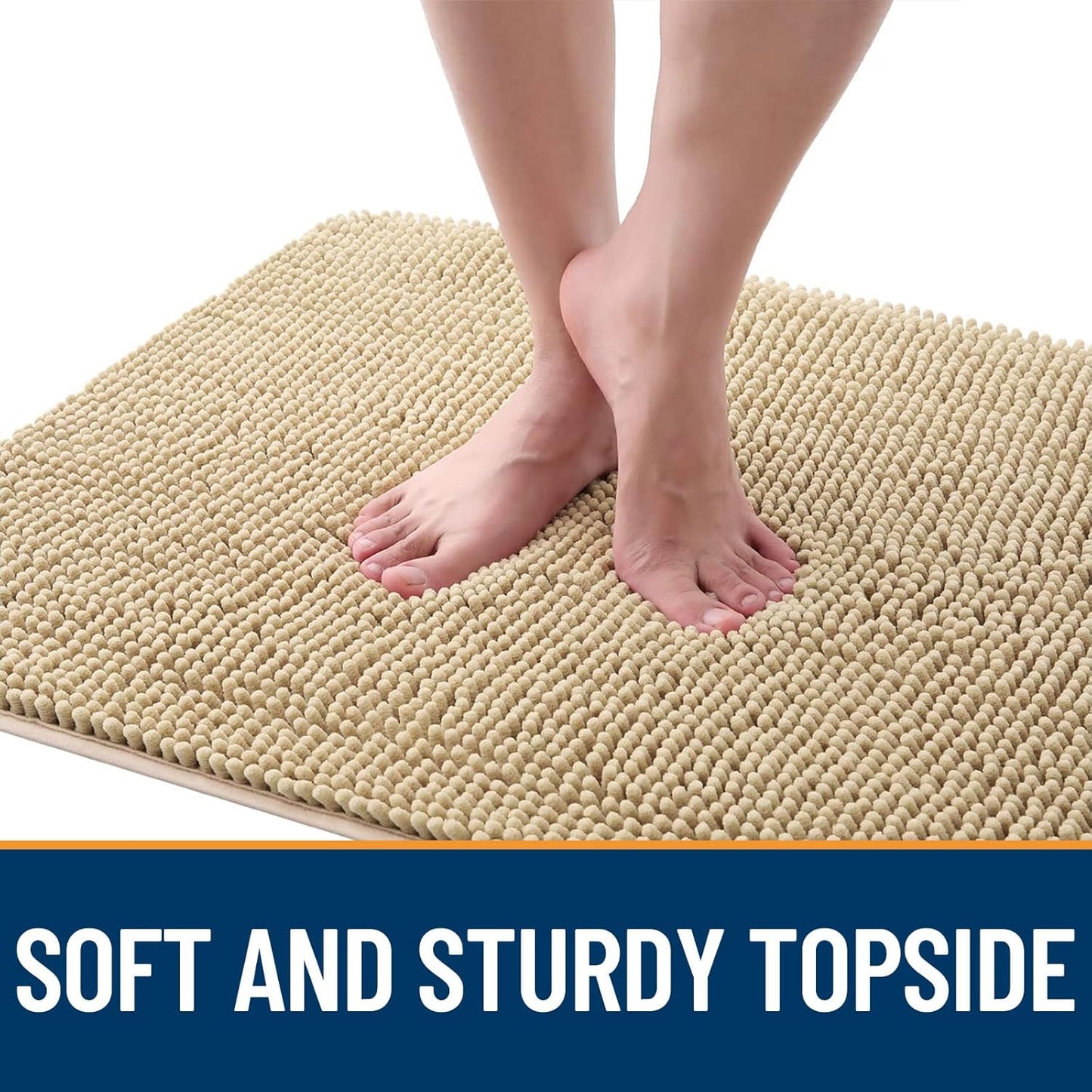 OLANLY Dog Door Mat - Absorbent Non-Slip Washable Chenille Mat for Muddy Paws | 54x32, Beige