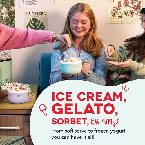 Dash My Mug Ice Cream Maker - Single Serving Gelato, Yogurt & Sorbet - Easy Clean & Use - Aqua, 2 Bowls