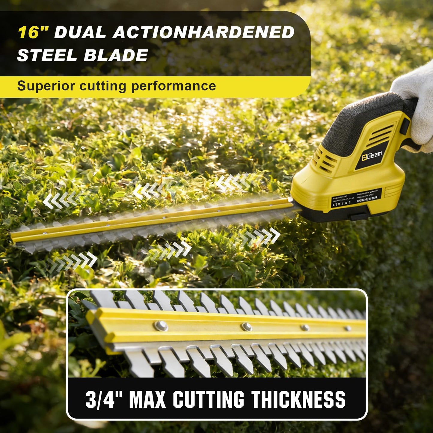 6-in-1 Cordless Pole Saw & Hedge Trimmer Combo & Grass Shear with Extension Pole Garden Tool with 2 * 4.0Ah Battery,180°Adjustable Angle,16Ft Reach,for Shrubs Pruning