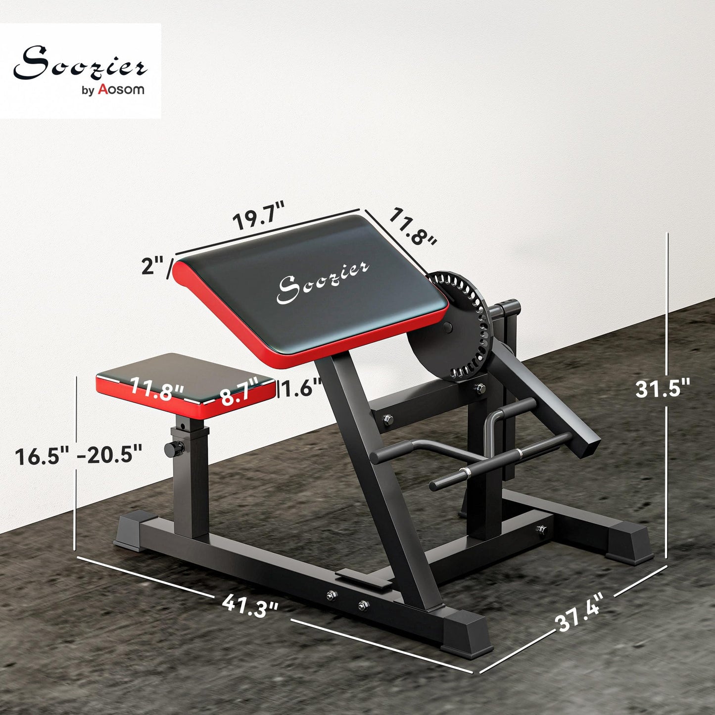Soozier 2-in-1 Bicep Preacher Curl Bench with Adjustable Seat and Elbow Cushion, Plate Loaded Bicep Curl Machine & Tricep Extension Machine for Home Gym Workout