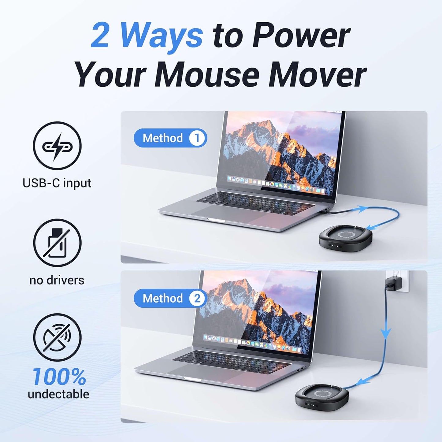 MEKASS Mouse Mover with Adjustable Interval Timer and Ultra-Silent Motor, Mouse Jiggler Simulates Real Mouse Movement