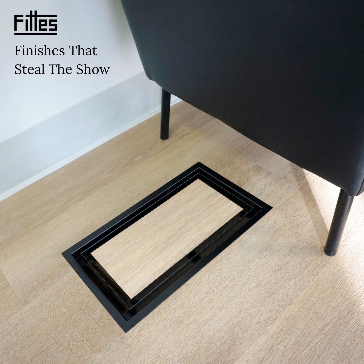 Fittes Framed Floor Vent [Luxe+], Steel HVAC Air Return Register Cover, Customizable Adjustable Increased Airflow Solution for Home Floor, 15-Min DIY Install, Damper Included – 6"x14" – Matte Black