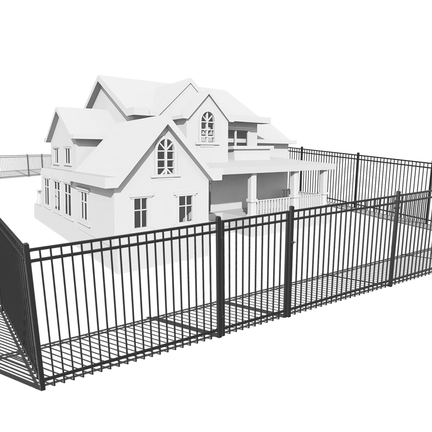 Fencer Wire 100FT Heavy Duty Flat Top Fence Barrier Kit, Anti-Rust Metal Steel Fence with 5FT Height X 8FT Width Panels, with Flat Top Gate, Posts, Connectors, Outdoor Fencing for Yard