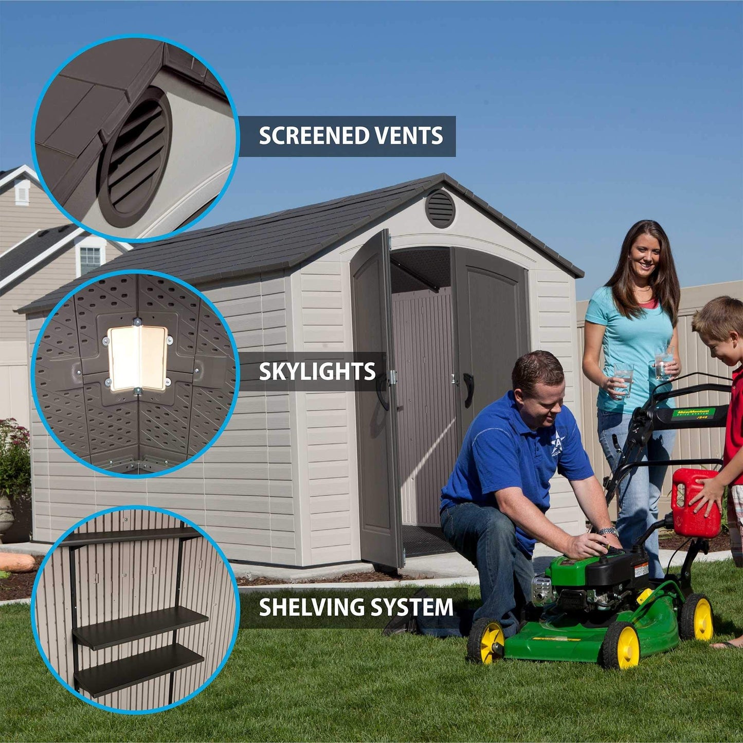 Lifetime 6402 Outdoor Storage Shed, 8 by 12.5 Feet; 2 windows