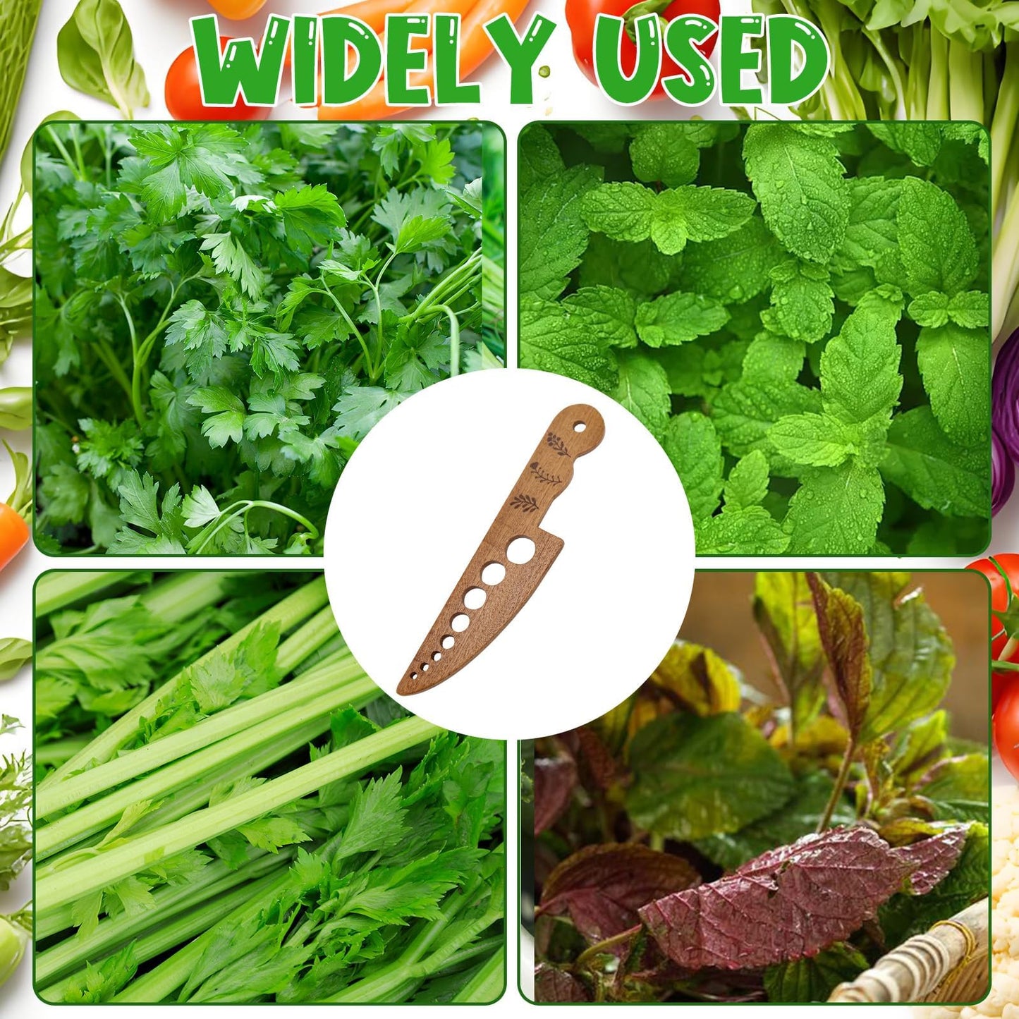 Wooden Vegetable Herb Stripper Tool, Leaf Separator Herb Cutter with 8 Holes, Kitchen Gadgets for Cilantro Parsley Mint, Fun Stripper Tool for Home Cooks Supplies