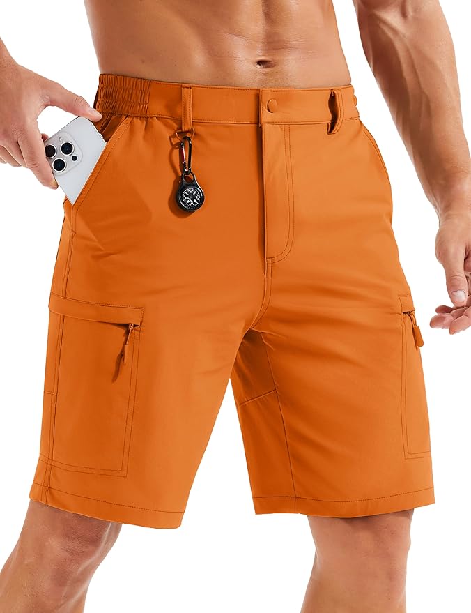 MAGCOMSEN Men's Hiking Cargo Shorts Quick Dry Lightweight 9" Golf Shorts Summer Casual Work Outdoor with 5 Zipper Pockets