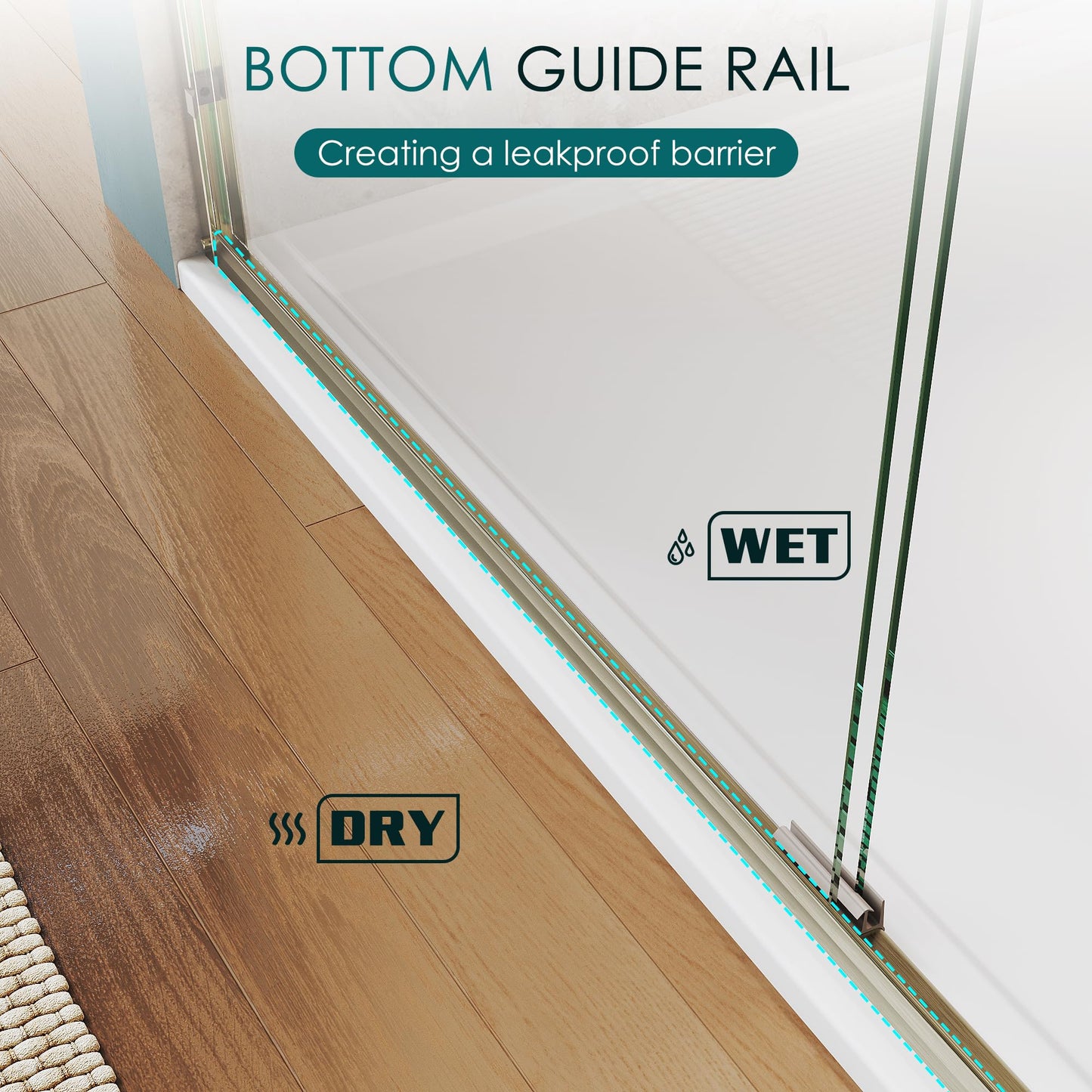 ELEGANT Double Sliding Shower Door 50-54" W x 72" H, Semi-Frameless Bypass Shower Glass Door with Dual Towel Bar Handles, 1/4" Tempered Glass for Walk-in Shower, Brushed Gold