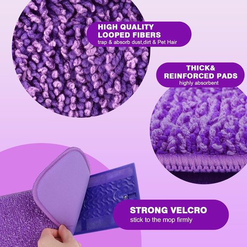 HOMEXCEL Microfiber Mop Pads - Reusable PowerMop Refills for 13''-15'' Spray Mop | Machine Washable, Pack of 4
