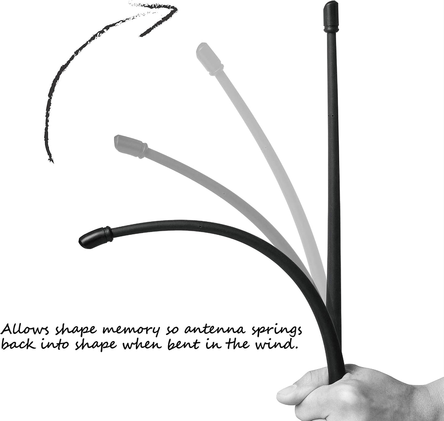 Rydonair 1500 2500 3500 1990-2026 F150 F250 F350 1990-2026, 13 inches Short Antenna Compatible with Dodge Ram & Ford