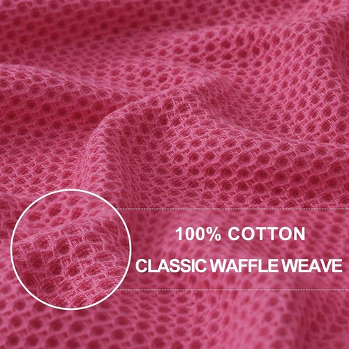 Homaxy 100% Cotton Dish Cloths - Ultra Soft & Absorbent Quick Drying Towels | 12x12 Inches, 6-Pack, Hot Pink
