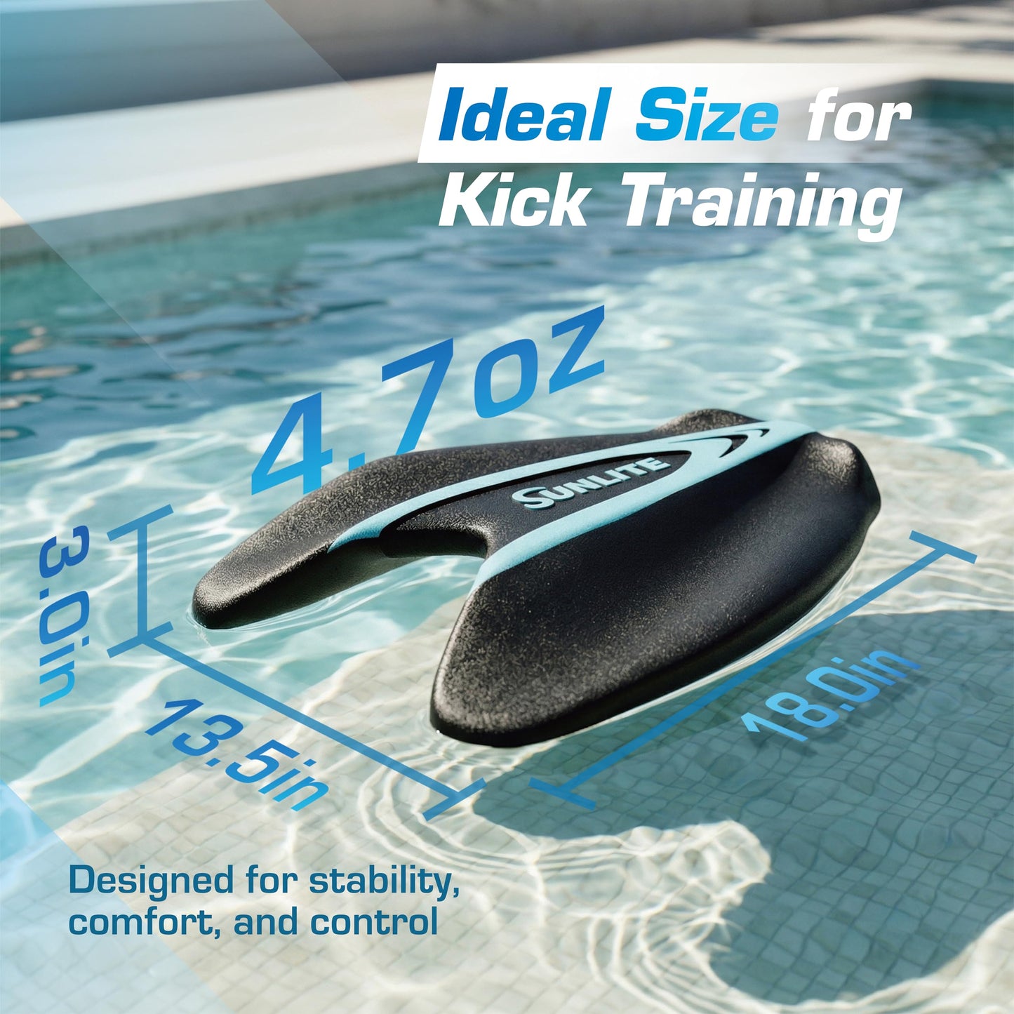 Sunlite Sport Hydrofoil Kickboard, Ergonomic Swimming Kickboard for Adults Swim Training & Competitive Swimmers, Lightweight EVA Foam Kick Board with Convex Design for Natural Body Positioning