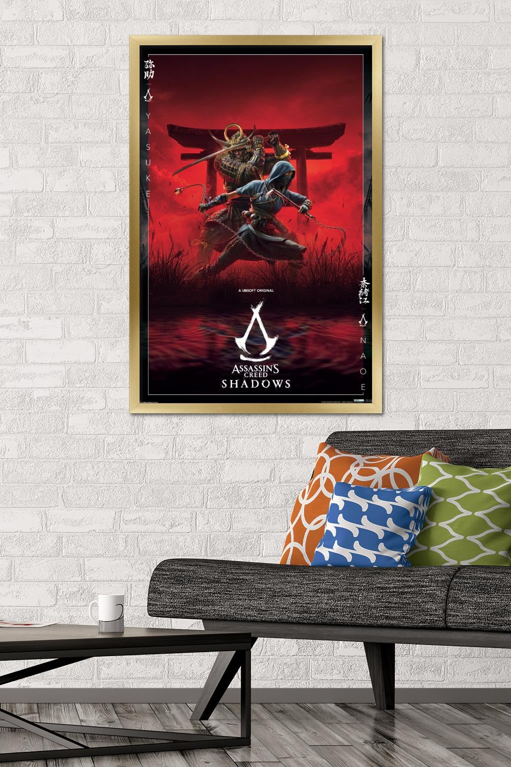 Assassin's Creed: Shadows - Key Art Wall Poster, 34L" x 22.4W", Gold Framed Version
