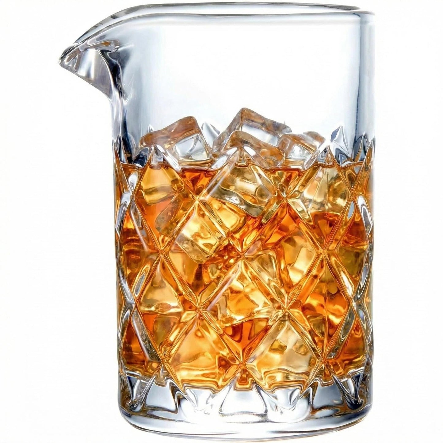 Fioance Cocktail Mixing Glass Set, Bar Mixing Set with 13.5oz Crystal Thick Bottom Glass,Spoon with Muddler and Strainer, Sturdy Hand Blown Seamless Crystal, Gift for Amateurs and Bartenders.
