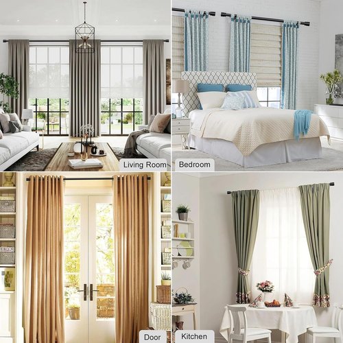 Byondeth Adjustable Heavy-Duty Curtain Rods - 28 to 120 Inches | 1 Inch Diameter, Black Finish for Windows