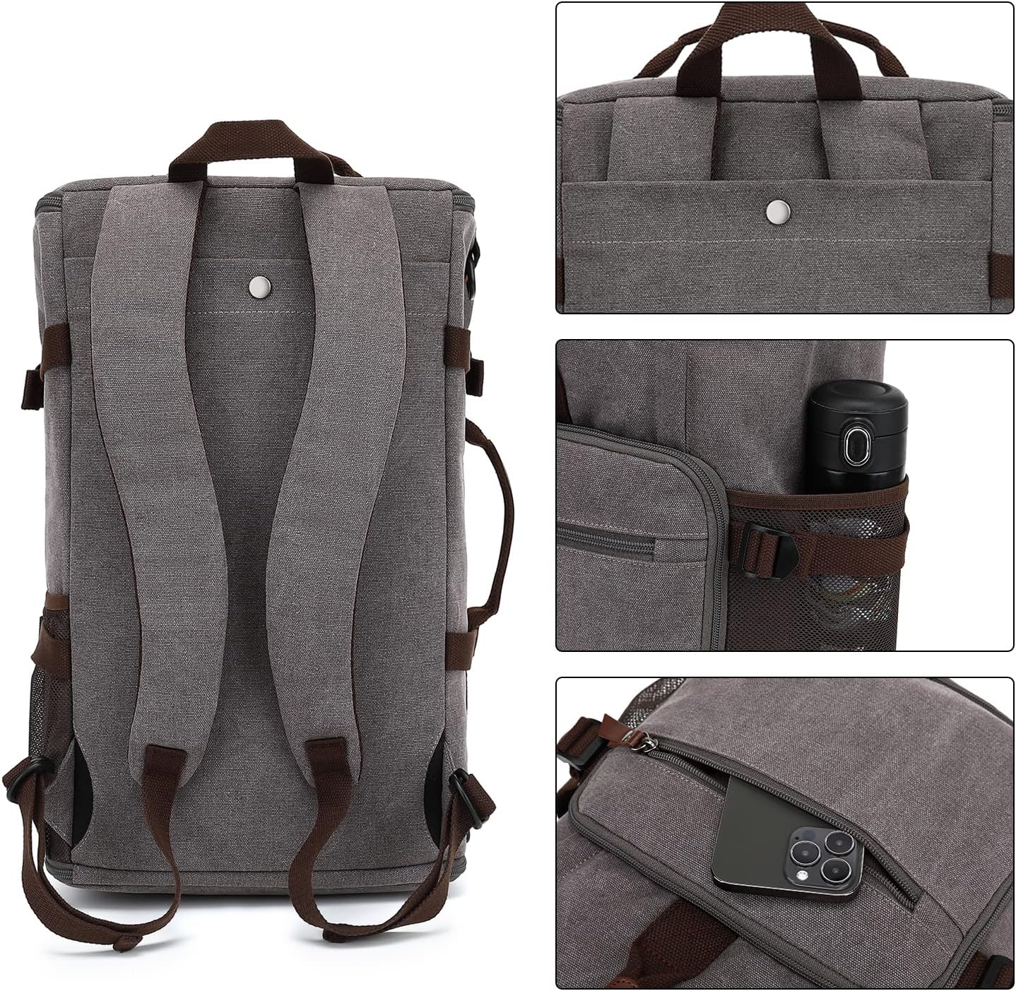 Backpack 4-Way Kalesi Gym Duffle Bag Vintage canvas with Shoes Compartment for travel Sport Hiking laptop (Vintage