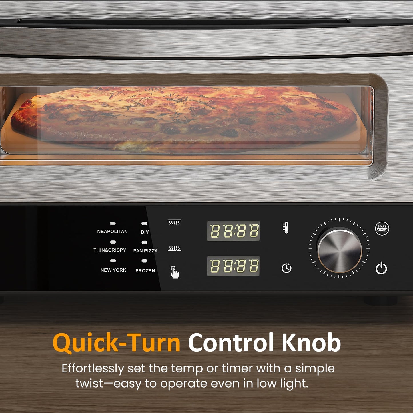 Sunvivi Electric Indoor Pizza Oven: Countertop Pizza Maker with 6 Presets, Heats up to 750℉, 12" Portable Pizza Cooker Warmer with Control Knob, Pizza Stone, Pizza Peel, Pie Maker for Home, Camping