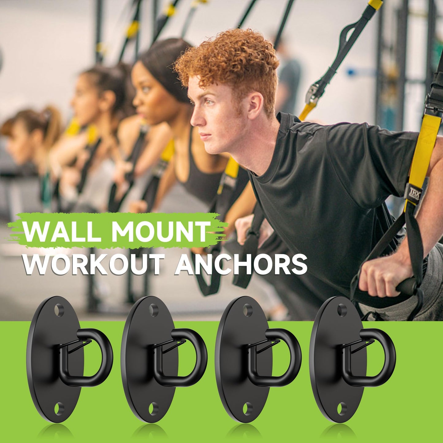 Wuno Shop 4 Pcs Wall Anchor for Resistance Bands, Gym Wall Anchor, Exercise Band Mount, Space Saving Workout Hooks for Home Fitness Workouts, Physical Therapy/Pilates