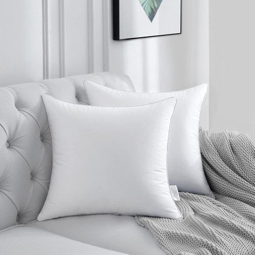 FAVRIQ 20 x 20 Pillow Inserts - Set of 2 Decorative Throw Pillows with 100% Cotton Cover - White