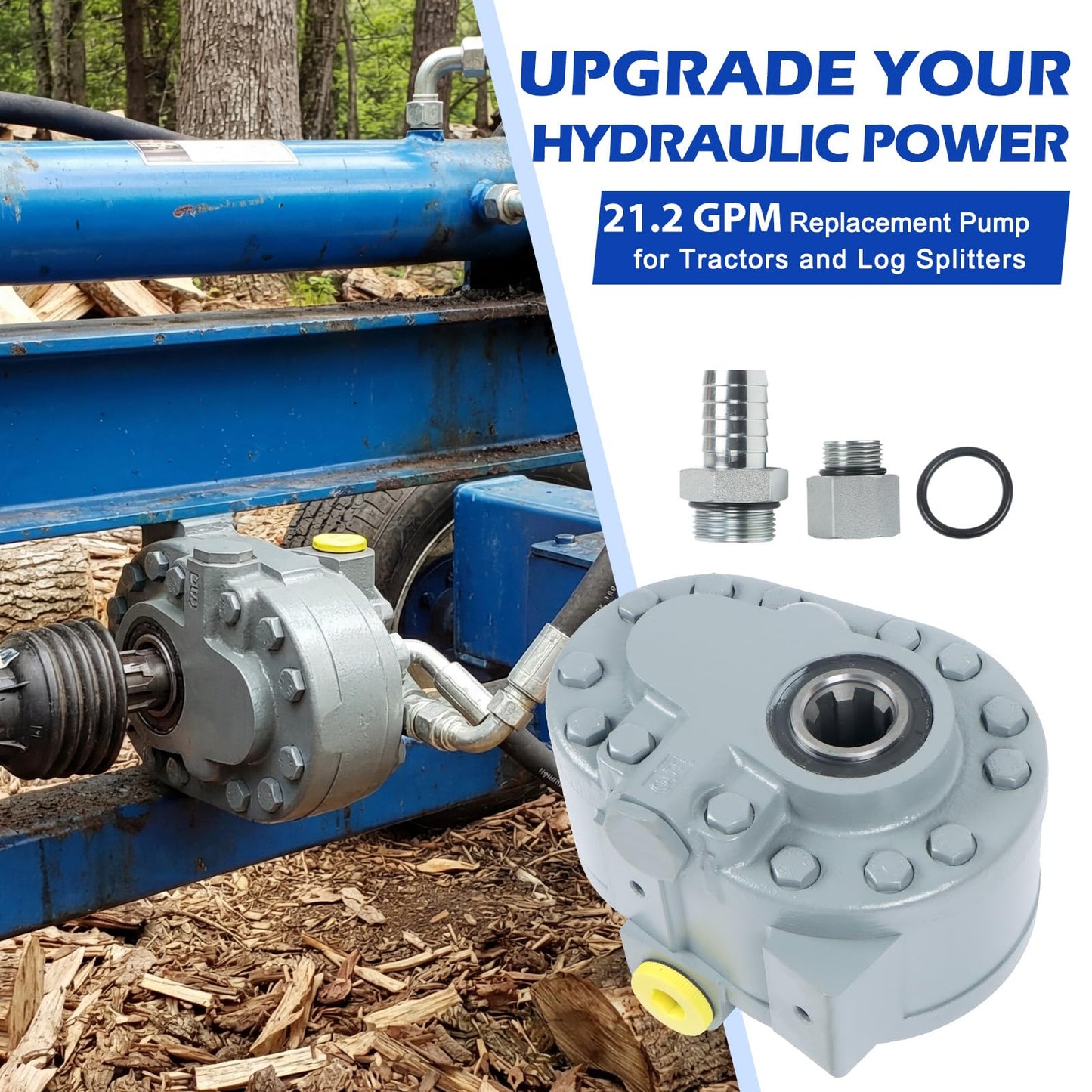 SINOCMP Hydraulic PTO Pump 22GPM Hydraulic Motor 540PRM 2250PSI Hydraulic Splitter, SAE16 Inlet and SAE12 Outlet Hydraulic Pump for Log Splitter, Scissor Lift, Dump Trailer & Truck Lift