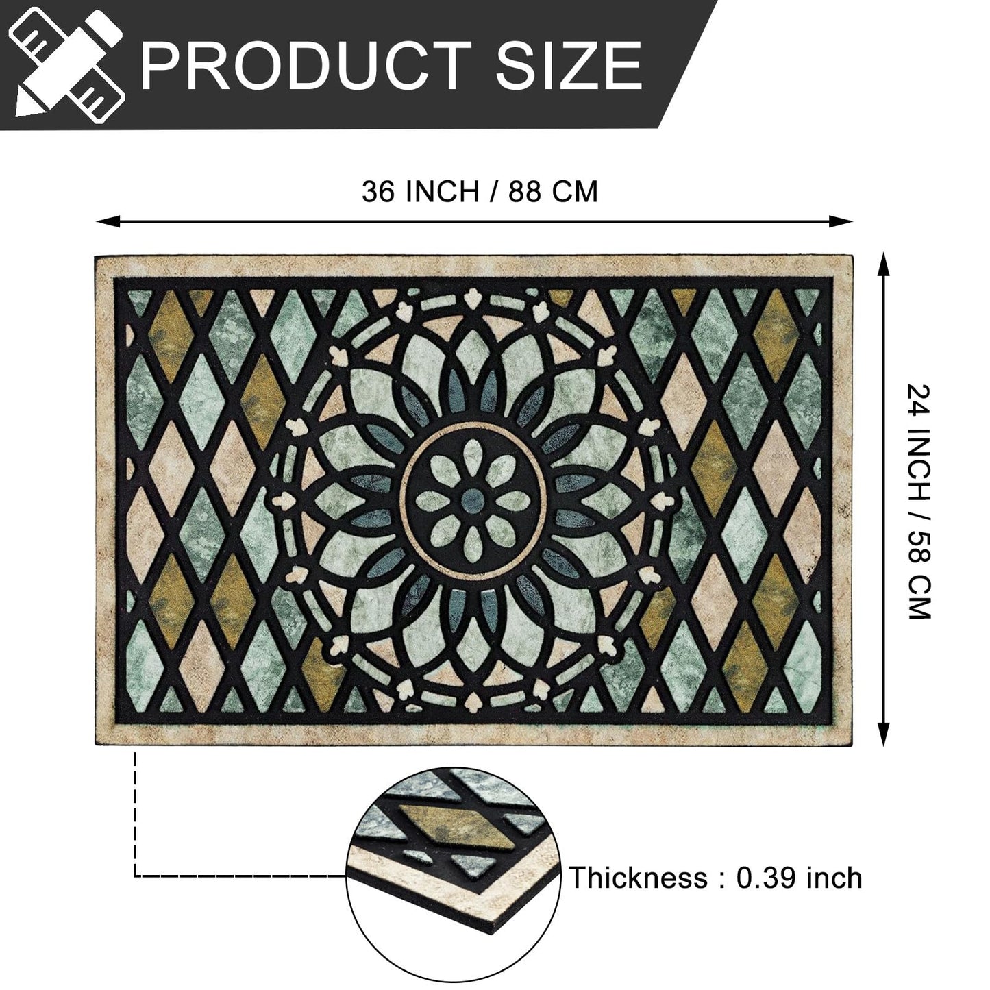 CHICHIC Welcome Door Mat 24 x 36 Inch Front Doormat Outdoors for Home Entrance Outdoors Mat for Outside Entry Way Doormat Entry Rugs, Heavy Duty Non Slip Rubber Back Low Profile, Flower