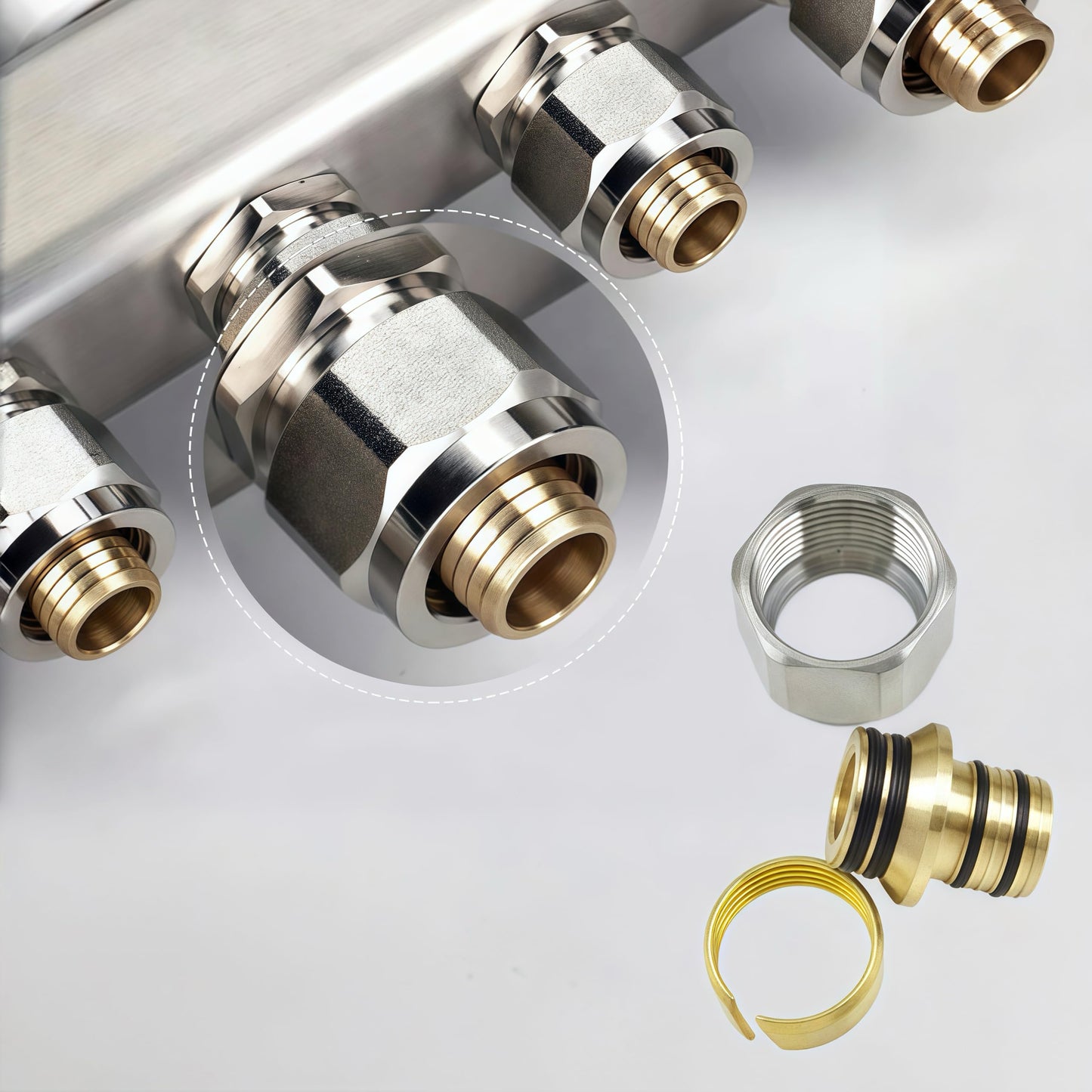 YUFUYEK 12-Branch PEX/Radiant Heat Manifold，1/2" PEX Tubing Manifold,304 Stainless Steel Floor Heat Manifold Kit with 1/2" Adapters Included for Hydronic Radiant Floor Heating (12-Loop)