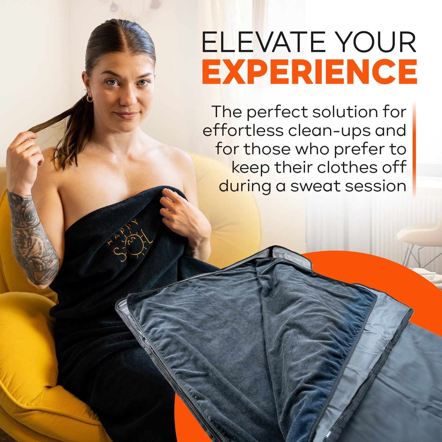 Happy Sol Sauna Blanket Towel Insert - Absorbent Insert for Sauna Blanket - Reusable and Machine Washable - 58"x70"- Luxurious Microfiber Material