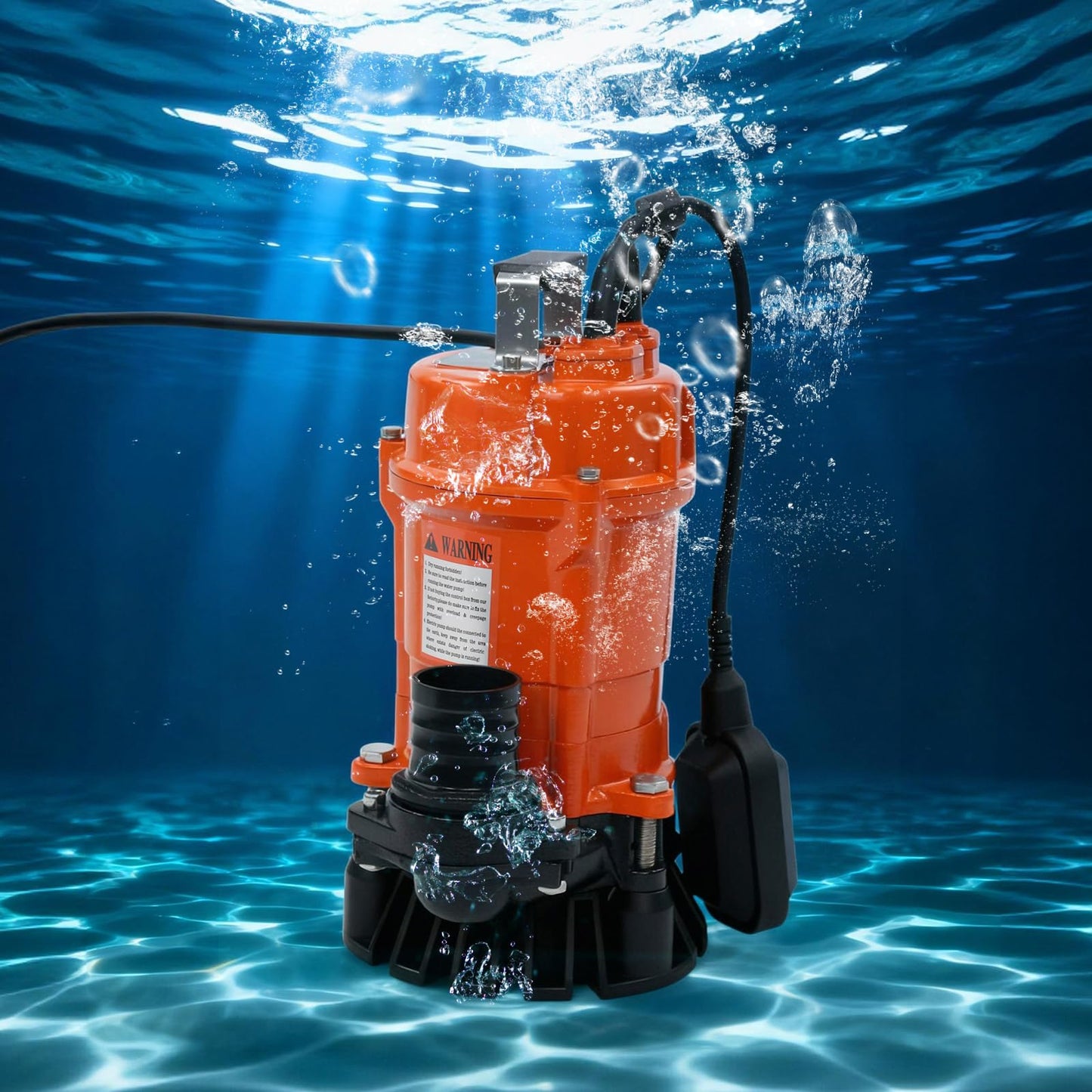 banborba 3/4 HP Submersible Trash Pump, 110V Submersible Sump Pump, Sewage Pump with 49 ft Max Lift, Drain Dirty Clean Water for Pools, Garden, Pond, Basement, Flooded Area - Orange