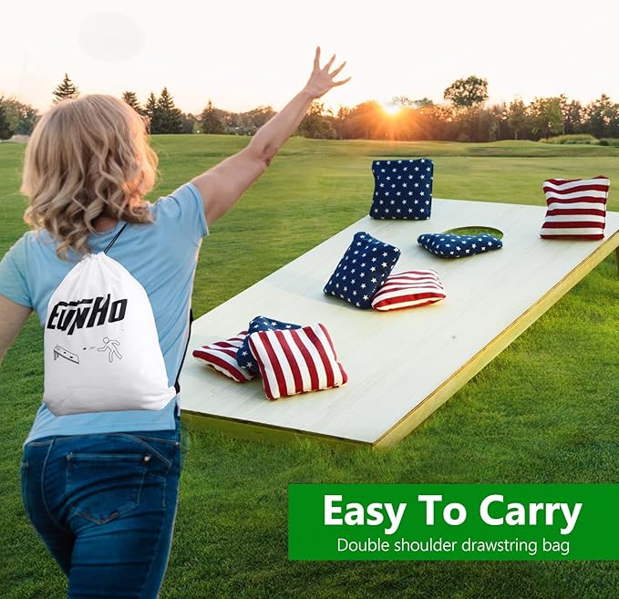 EunHo Cornhole Bags Set of 8 Regulation Size & Weight Corn Hole Bean Bags Official Professional All Weather for Tossing Game with Carry Case