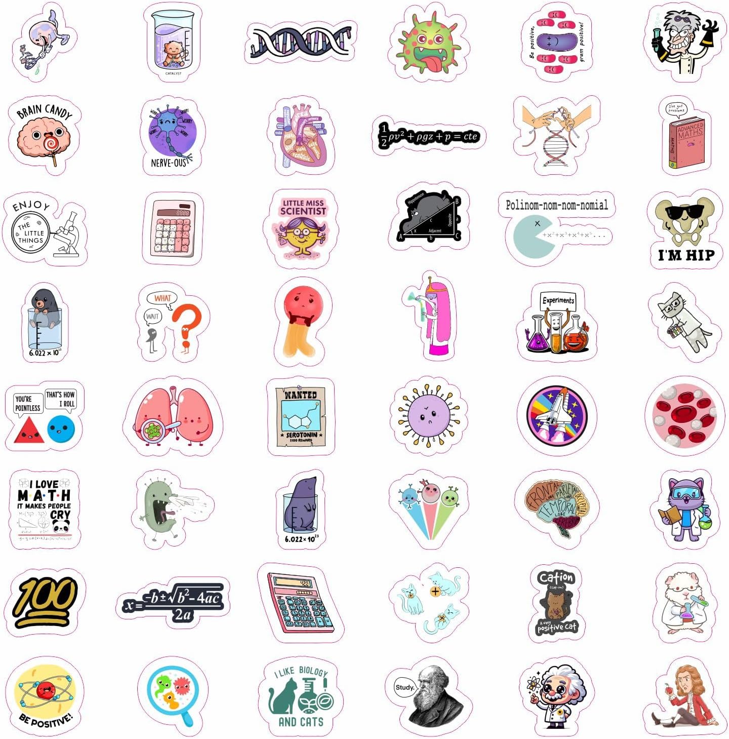 BulbaCraft 100Pcs Science Stickers for Students - Science Class Room Decor, Waterproof Vinyl Decals, Gifts for Women