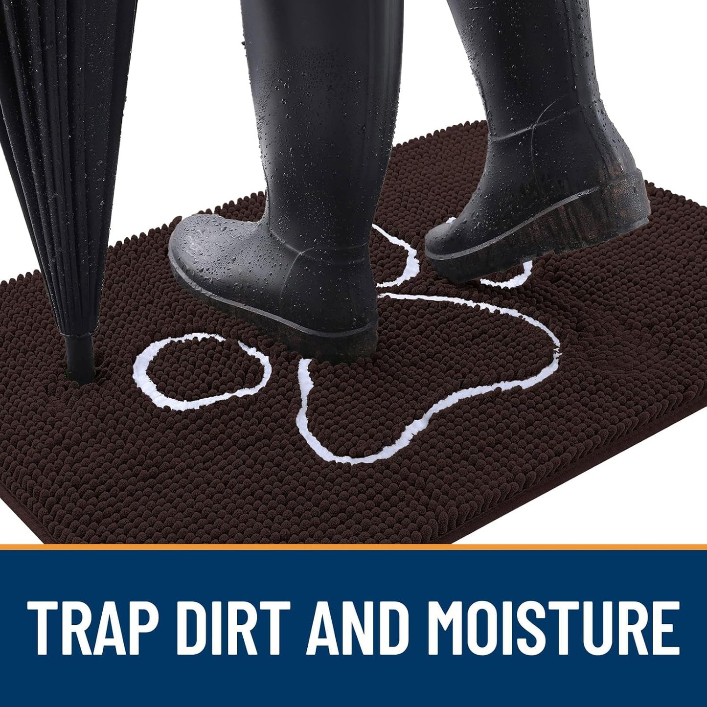 OLANLY Dog Door Mat - Absorbent Non-Slip Mud Mat for Paws | Quick Dry Chenille, 70x46, Brown